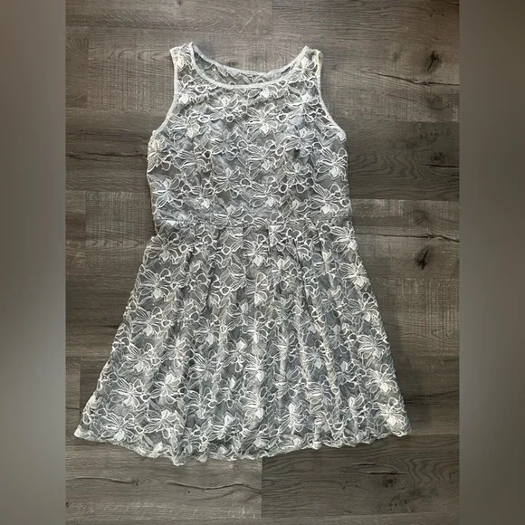 Decode | Dresses | Silver Lace Overlay Dress 6 | Poshmark